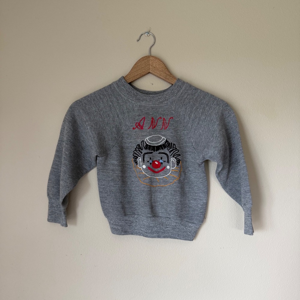 Vintage Kids Clown Embroidered Crewneck